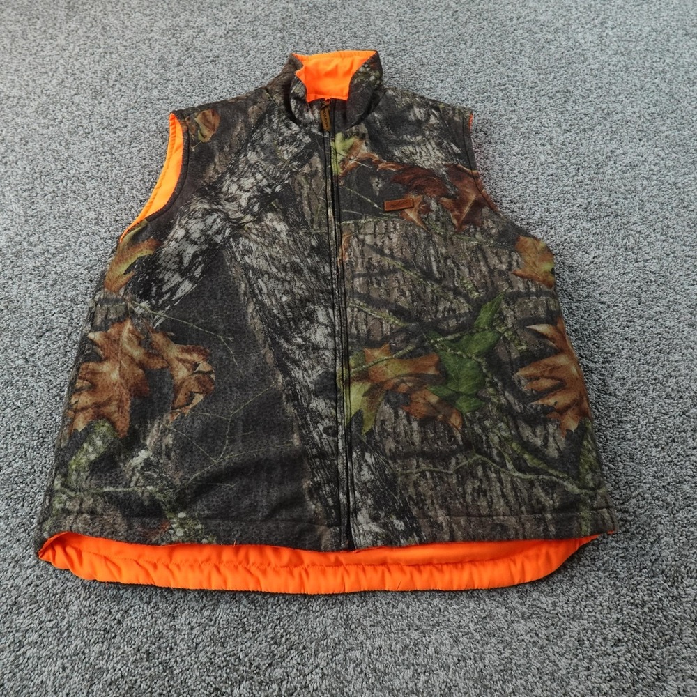 Woolrich Vest Mens M Brown Camo Blaze Orange Reversible Full Zip Hunting Outdoor - Picture 2 of 9
